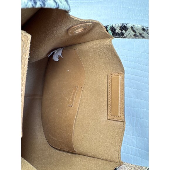 Madewell The Sydney Leather Hand Bag Purse Snake Embossed Missing Strap - Picture 7 of 10